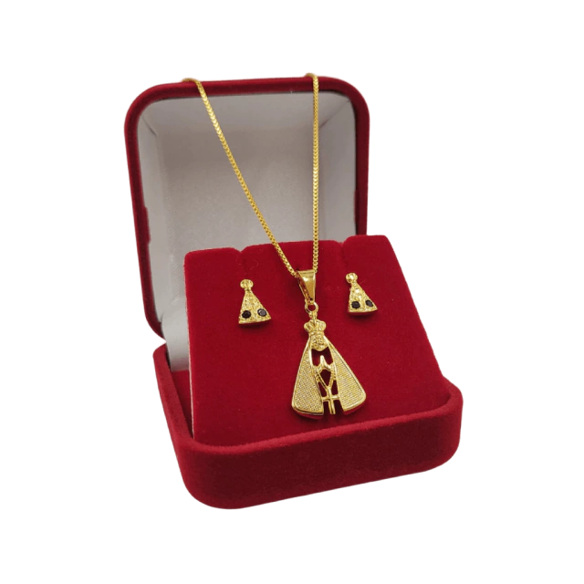 Conjunto Nossa Senhora em Moeda Antiga + Brincos