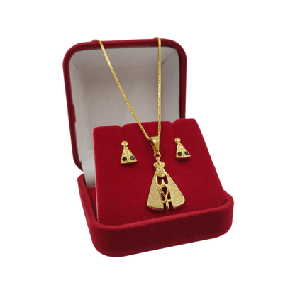 Conjunto Nossa Senhora em Moeda Antiga + Brincos
