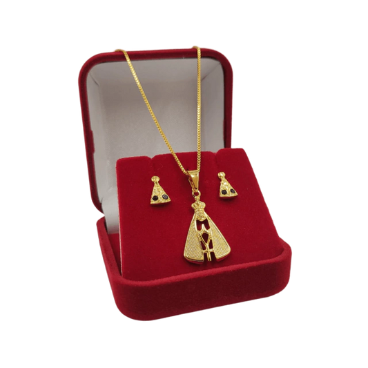 Conjunto Nossa Senhora em Moeda Antiga + Brincos