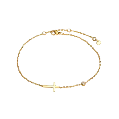 Tornozeleira com Cruz - Casual em Ouro