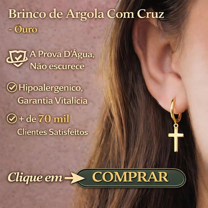 Brinco  Com Cruz catolico feminino