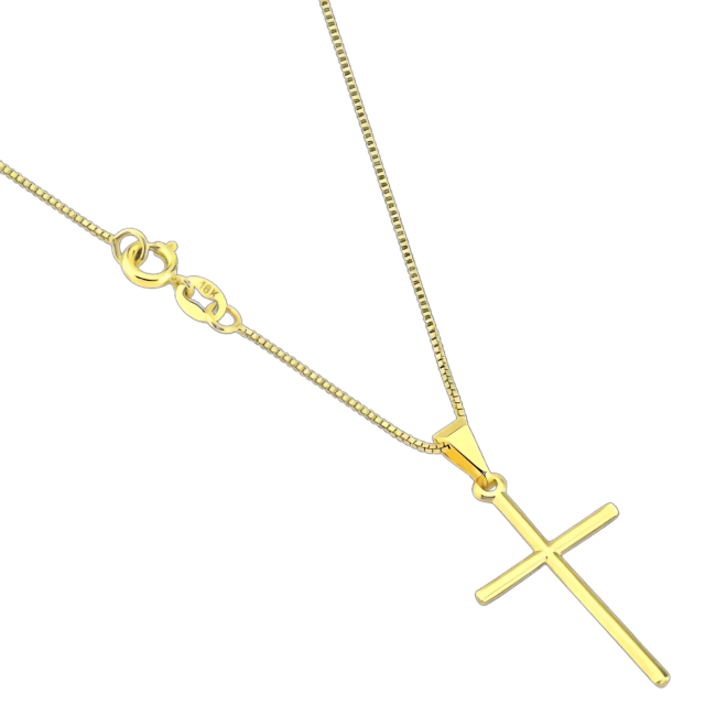 Corrente Veneziana + Pingente Cruz em Ouro