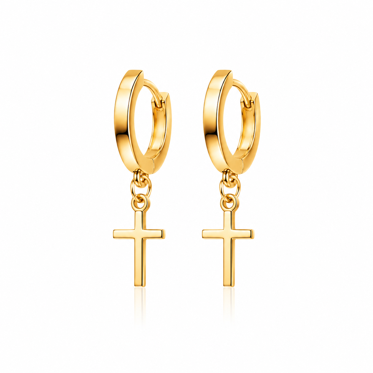 Brinco de Argola Com Cruz - Ouro