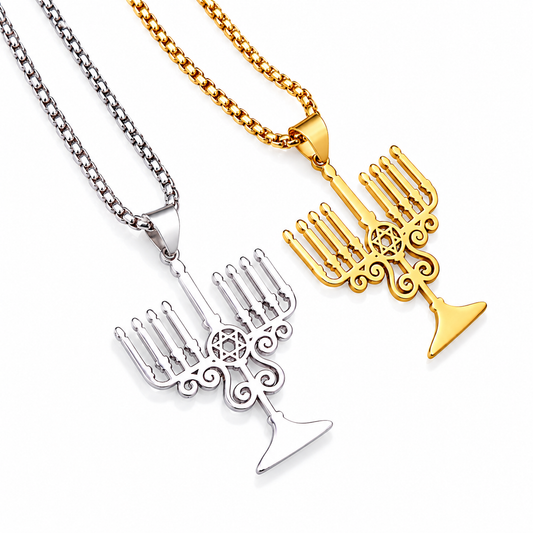 Colar Menorah de Israel - Em Ouro