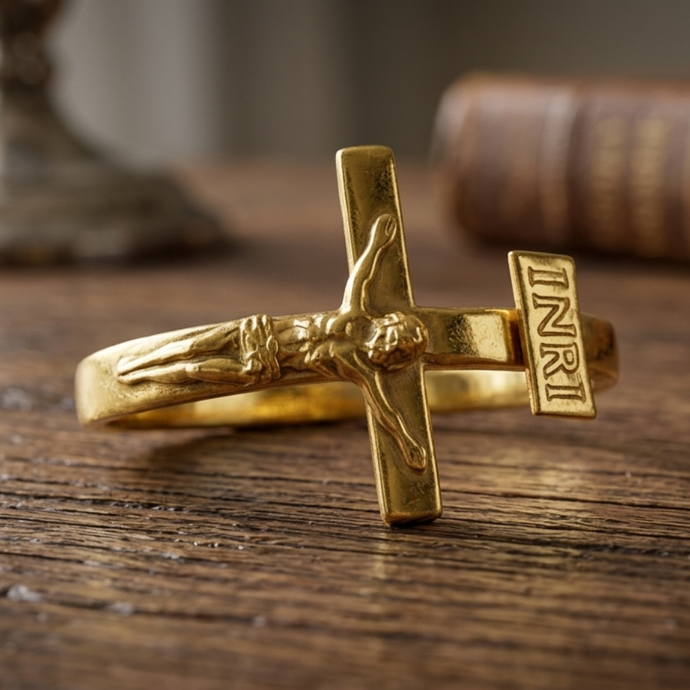 Anel de jesus cristo ouro unissex