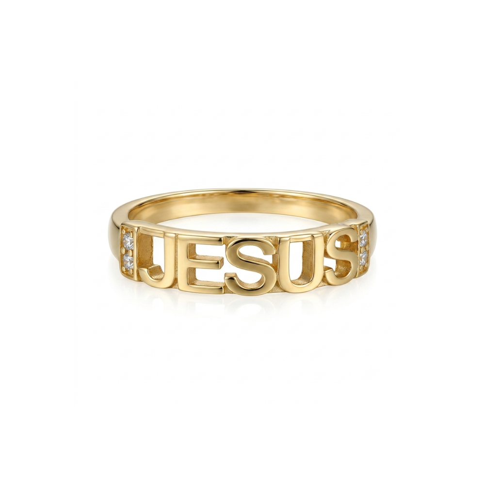 Anel de Jesus - 4 Pedras em Ouro