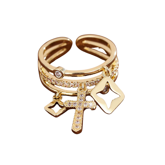 Anel de Cruz Feminino - Em Ouro