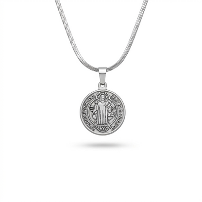 Colar Medalha de São Bento - Feminino em Prata