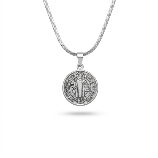 Colar Medalha de São Bento - Feminino em Prata