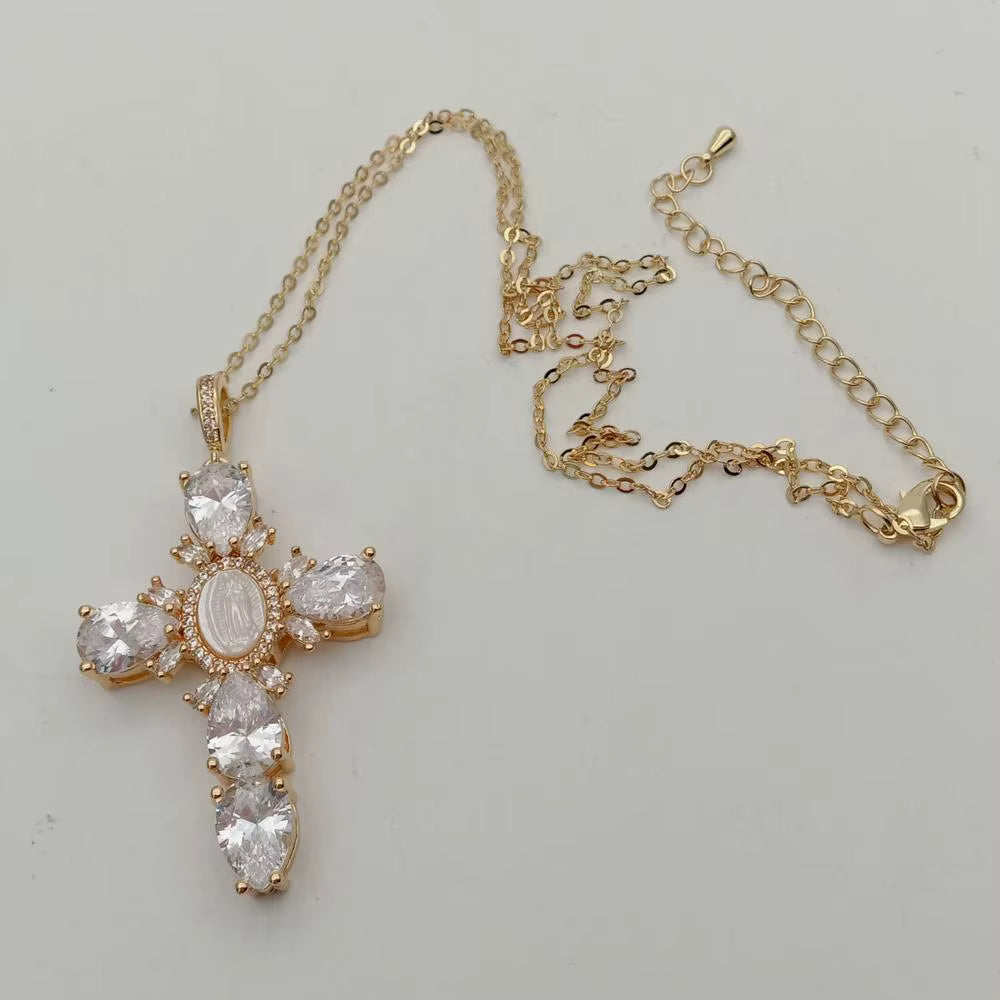 Colar Feminino Cruz Virgem Maria catolico