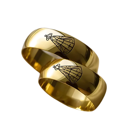 Par De Alianças Nossa Senhora Aparecida - Em Ouro
