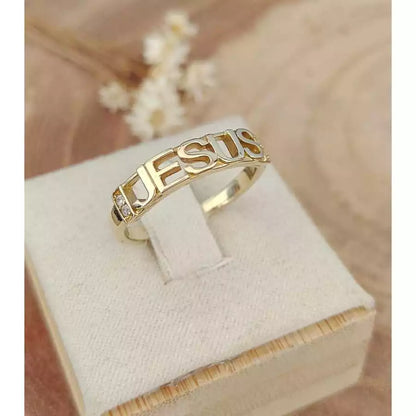 Anel de Jesus em ouro feminino