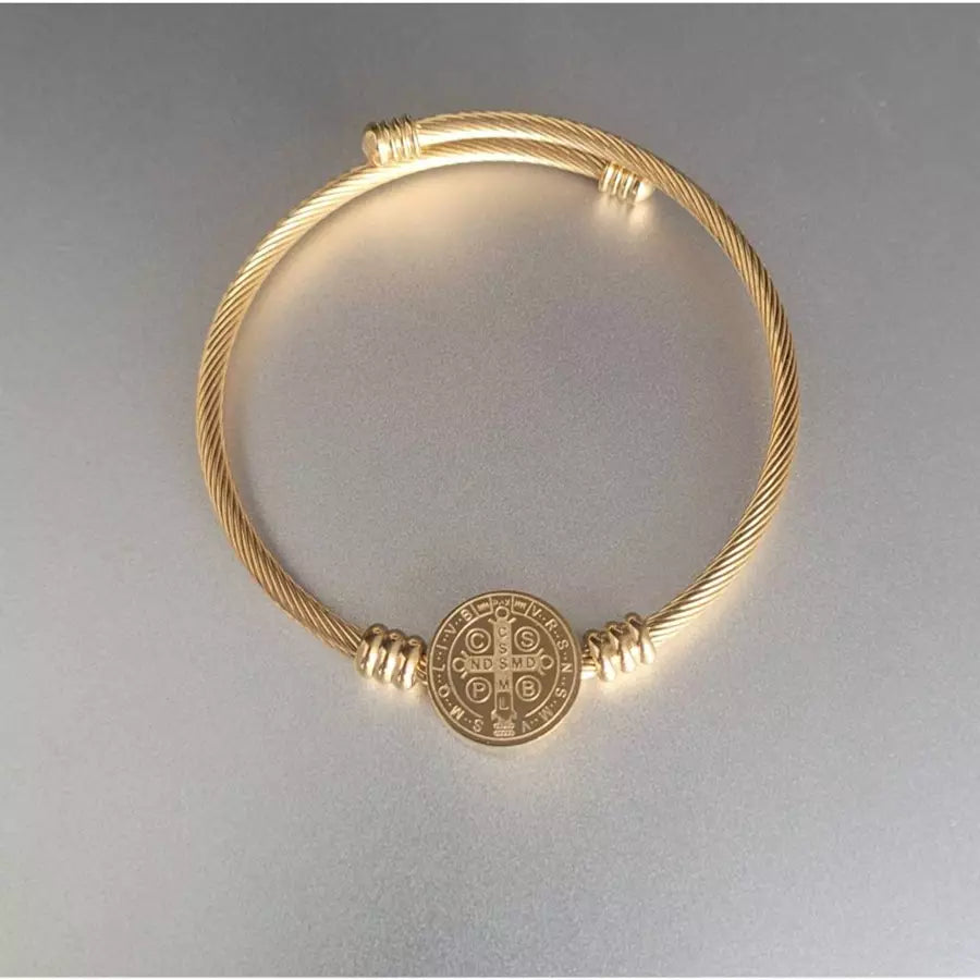 Bracelete São Bento catolico ouro